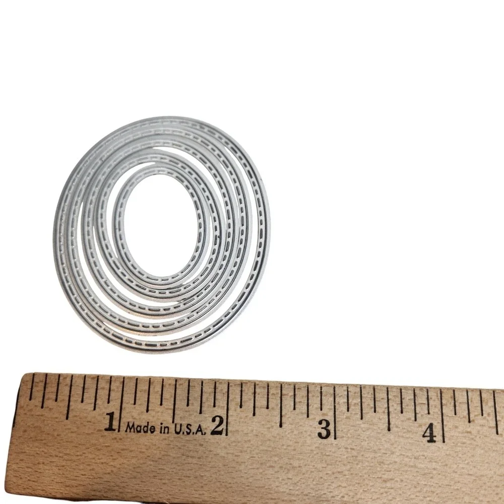 Oval Circle Nesting Cutting Dies Lot Silver Metal Scrapbook Cardmaking Frames